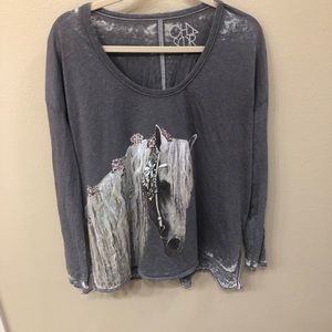 Chaser burnout horse boho shirt